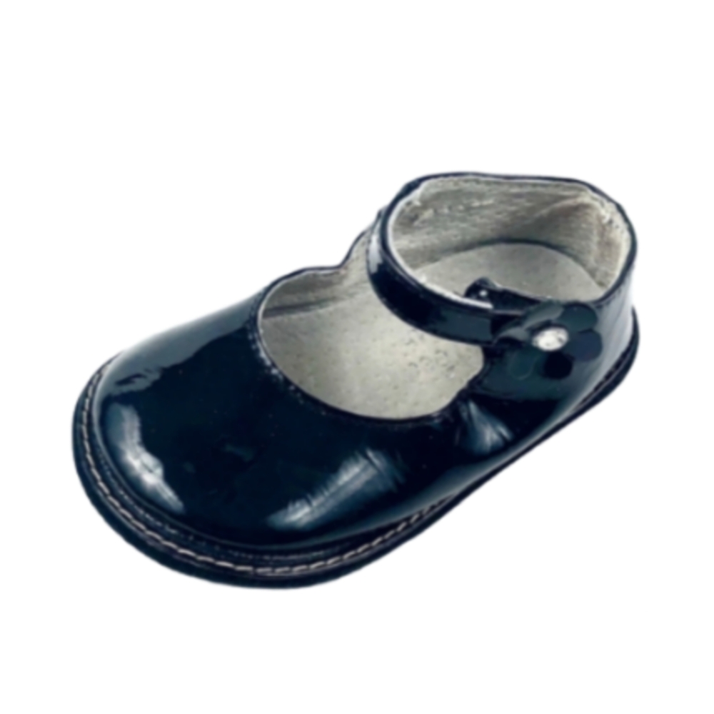 Beba Bean Infant Black Patent Mary Janes Sz 3-6 Mo